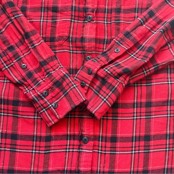 J. Crew Plaid Button Down  Top Shirt Blouse Western Boho Holiday Red Black Sz 6 - Picture 13 of 16